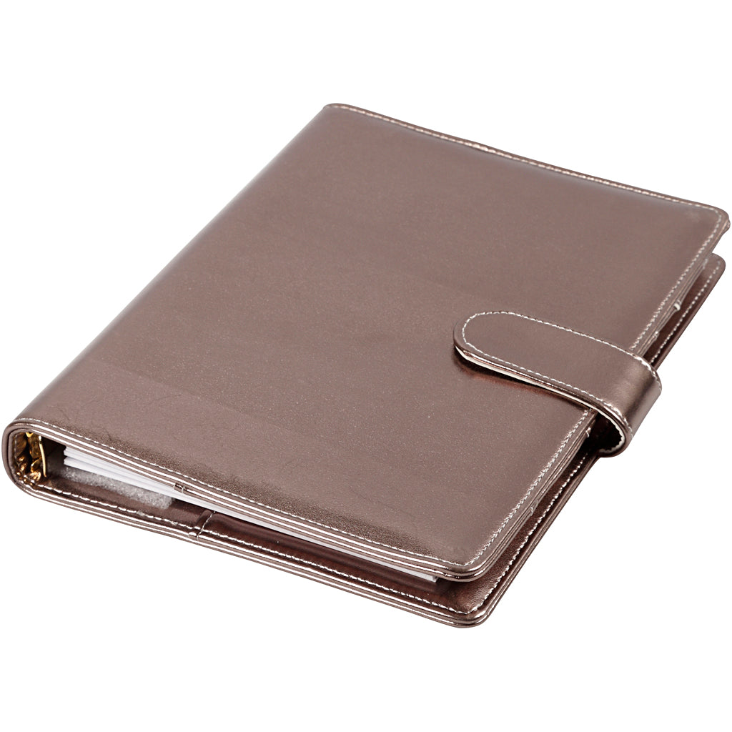 Planner, dark grey metallic, size 19x23,5x4 cm, ring folder