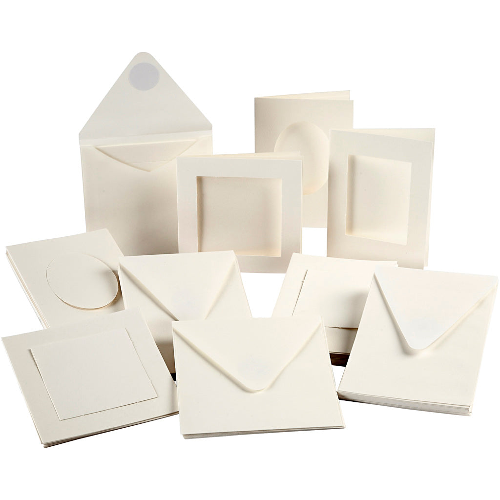 Passepartout Card, card size 10,5x15 + 12,5x12,5 cm, Content may vary , off-white, 50 set
