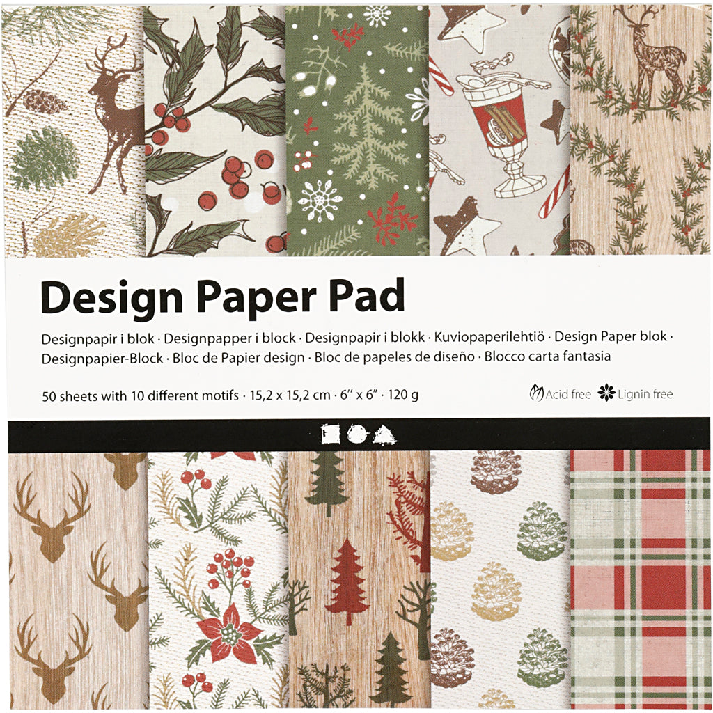 Design Paper Pad, sheet 15,2x15,2 cm, 120 g, brown, red, 50 sheet