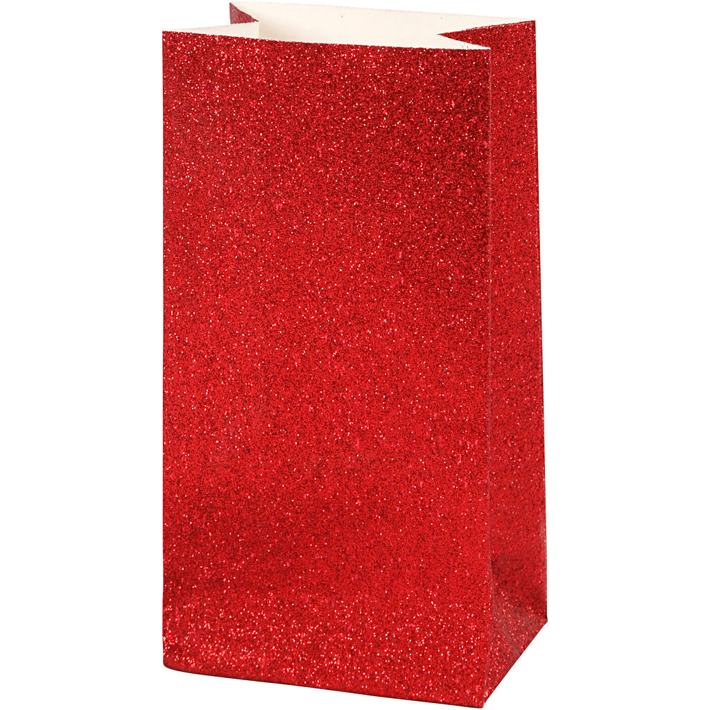 Paper Bag, H: 17 cm, size 6x9 cm, 200 g, red, 8 pc