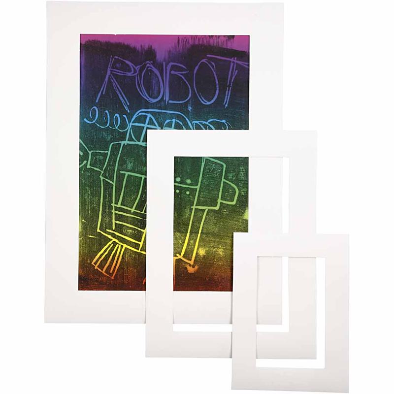 Picture Mount, A3,A4,A5, size 17x23 + 25x34 + 35+48 cm, thickness 0,4 mm, 270 g, white, 75 pc