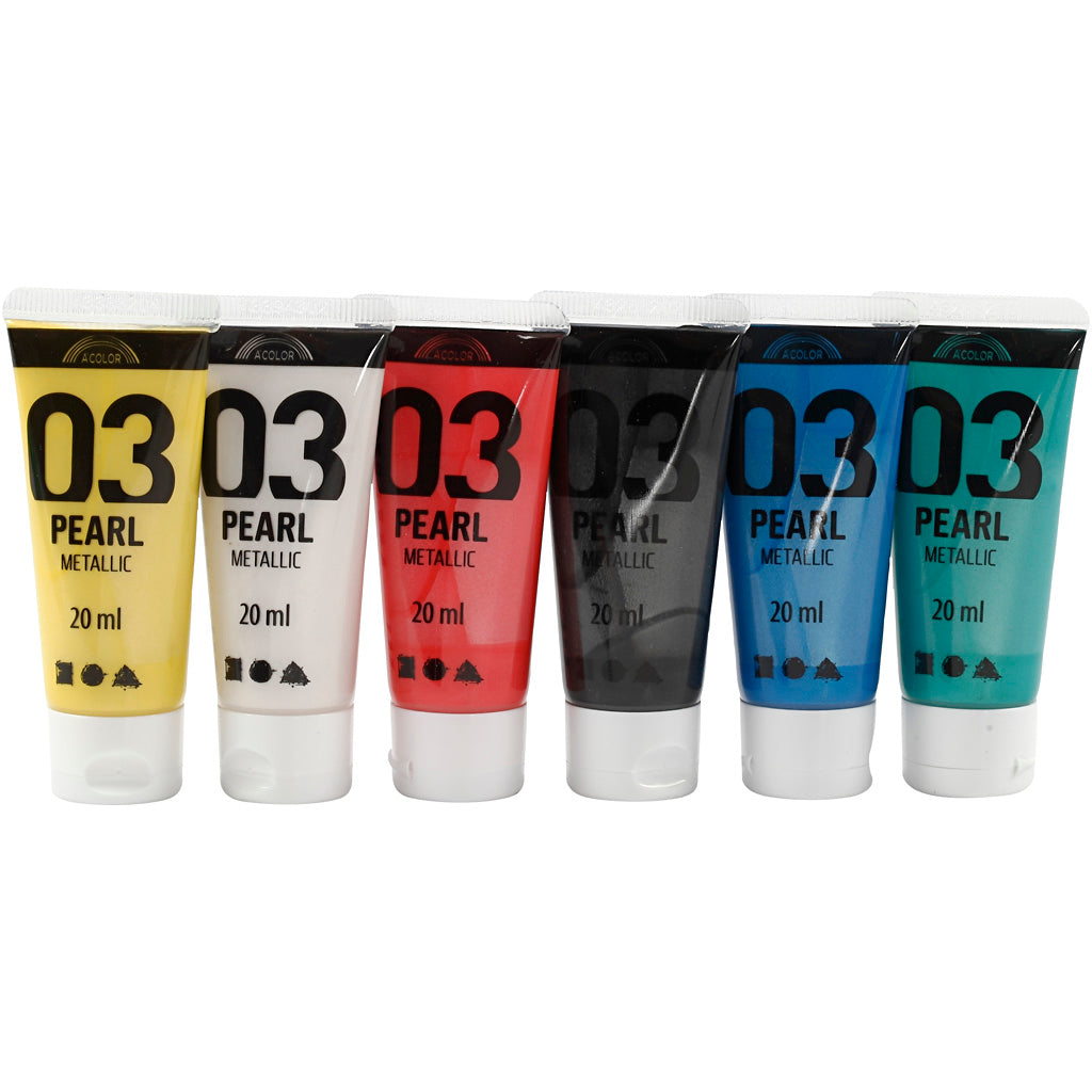 Acrylic Paint Metallic, metallic, standard colours, 6x20 ml