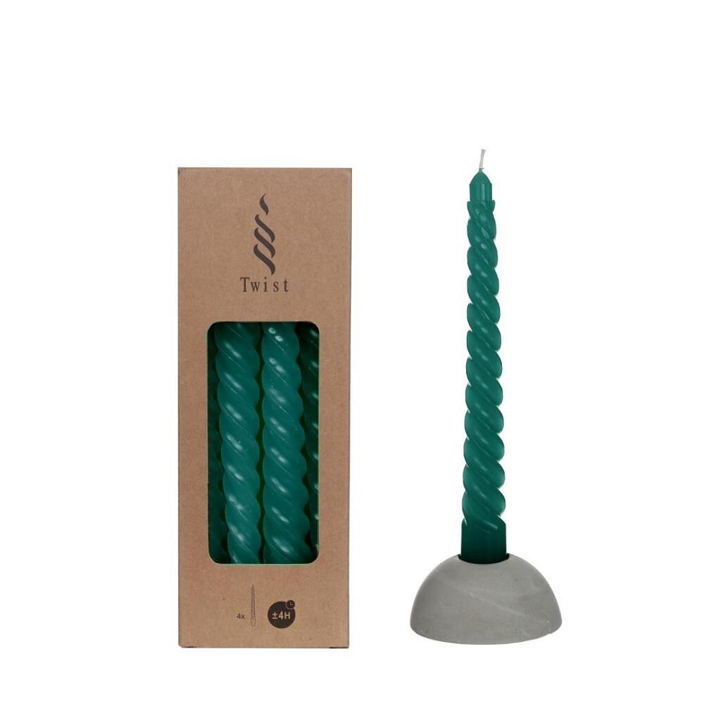 Candles twisted blue-green 19cm high (4 pcs.)