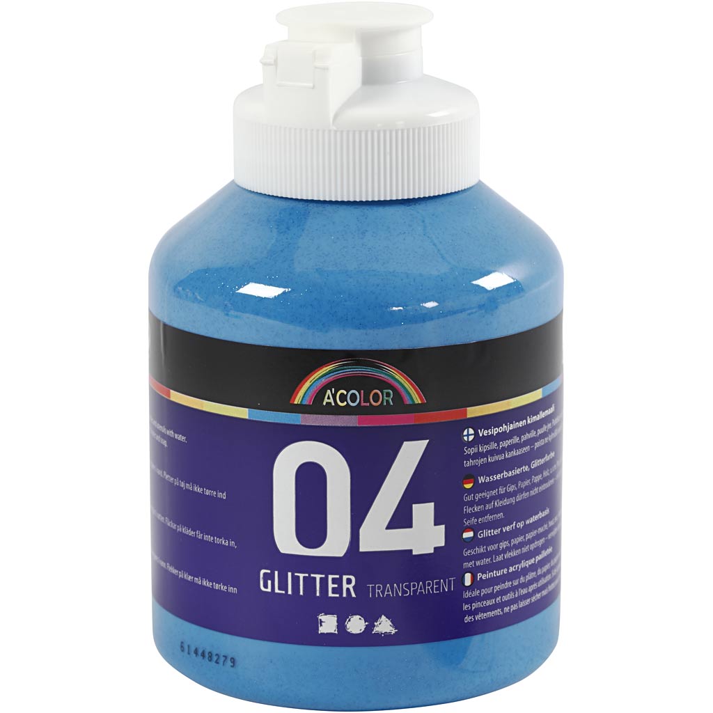 Glitter Acrylic Paint, blue, 500 ml/ 1 bottle