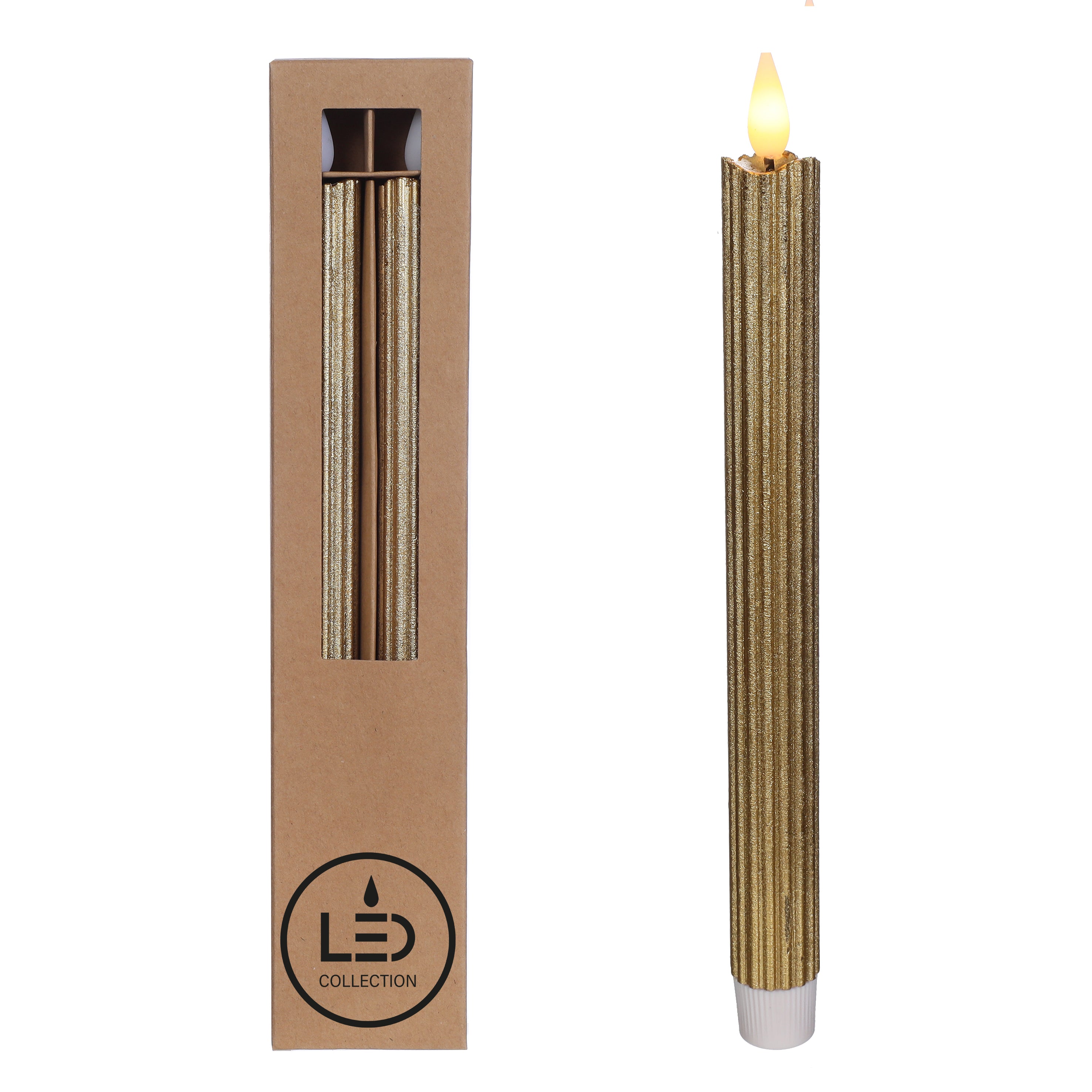 LED-Bleistiftkerzen gold | Ø2.1 h. 25 cm