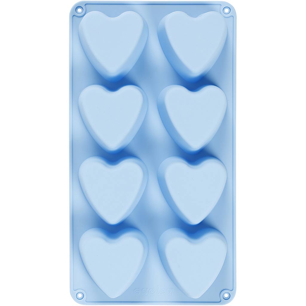 Silicone Mould, hearts, H: 3,5 cm, L: 7 cm, W: 6 cm, 100 ml