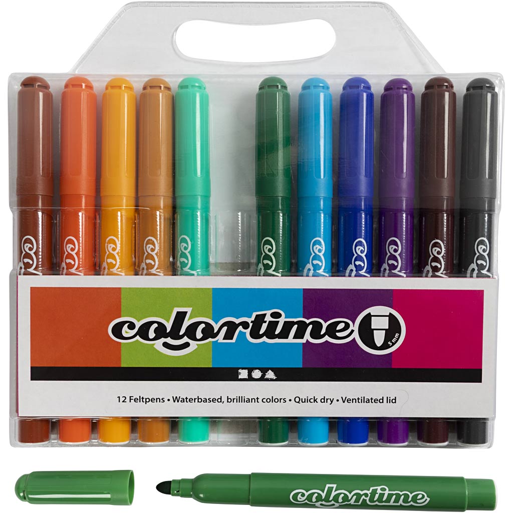 Colortime Markers, line 5 mm, additional colours, 12 pc