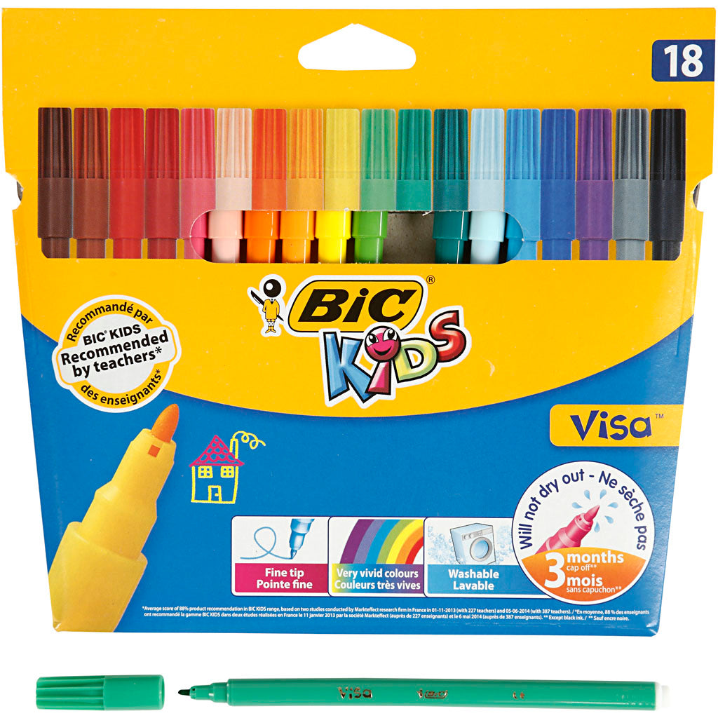 BIC Visa Fine Marker, line 1,6 mm, assorted colours, 18 pc