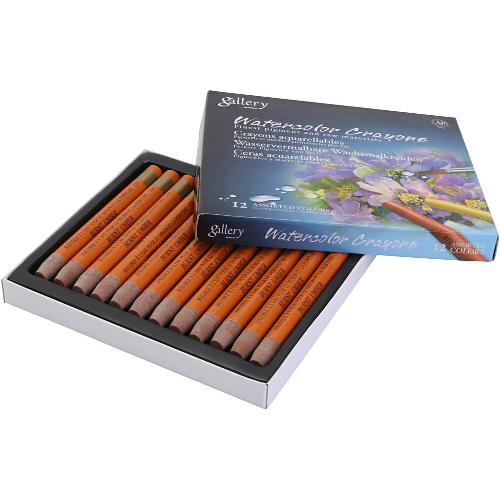 Watercolor Crayons, burnt umber, 12 pc