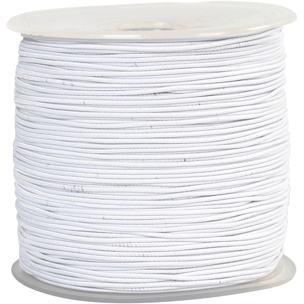 Elastic Cord, thickness 1 mm, white, 250 m/ 1 roll
