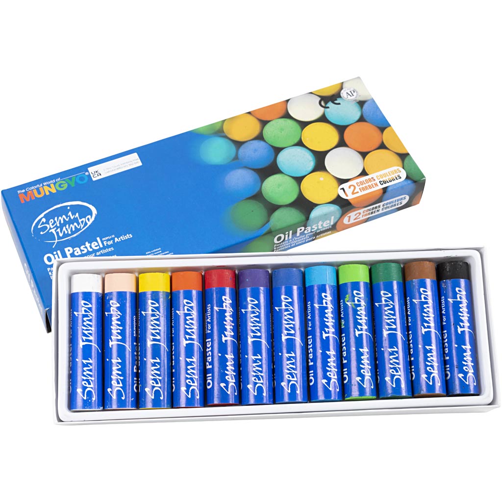 Mungyo Maxi oil pastel, thickness 17 mm, assorted colours, 12 pc