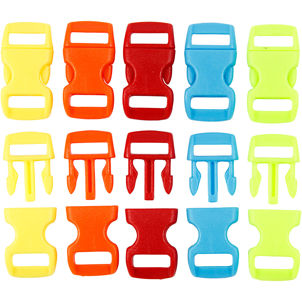 Click Clasp, L: 29 mm, W: 15 mm, hole size 3x11 mm, assorted colours, 100 pc
