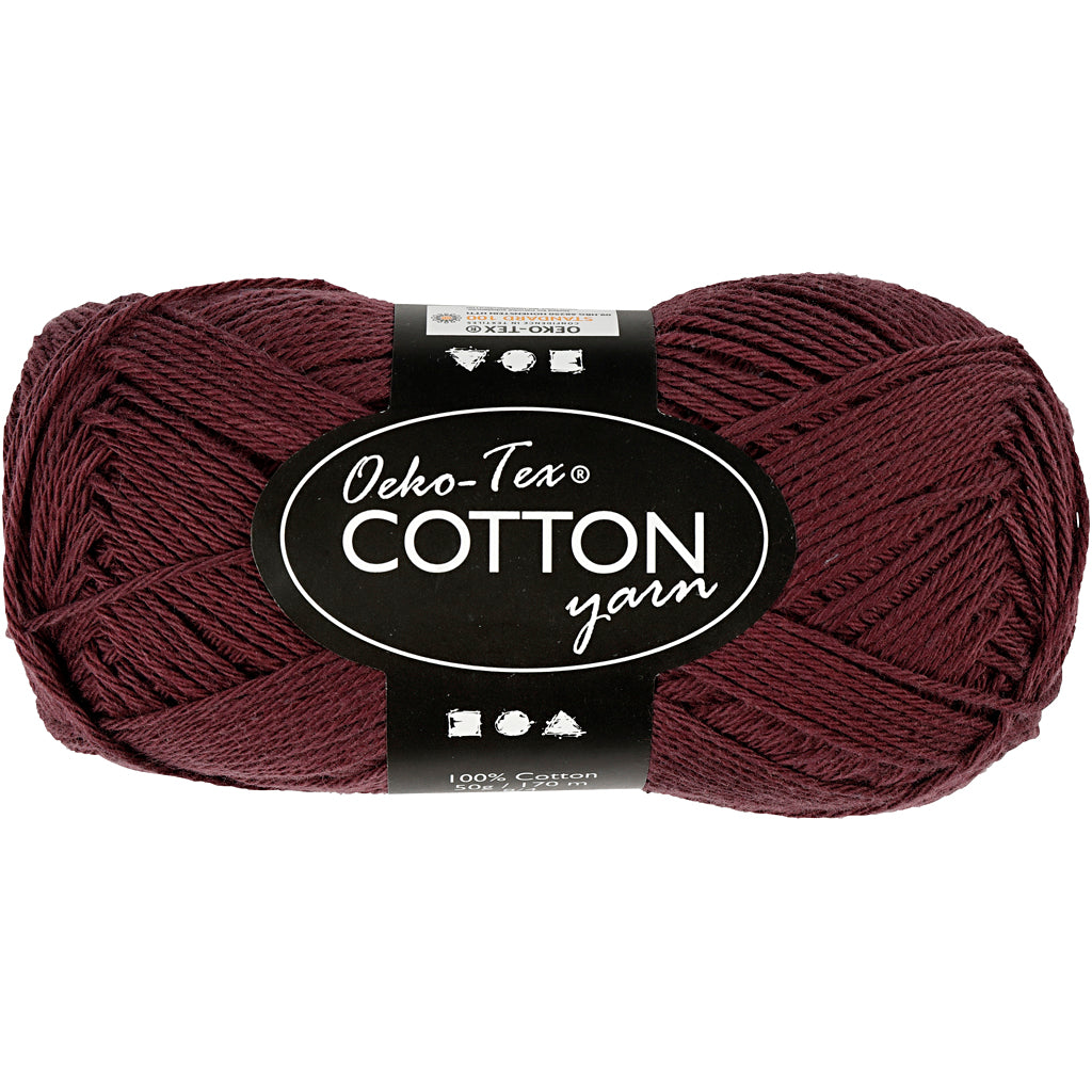 Cotton Yarn, no. 8/4, L: 170 M, needle 3-3,5, plum, 50 g/ 1 ball