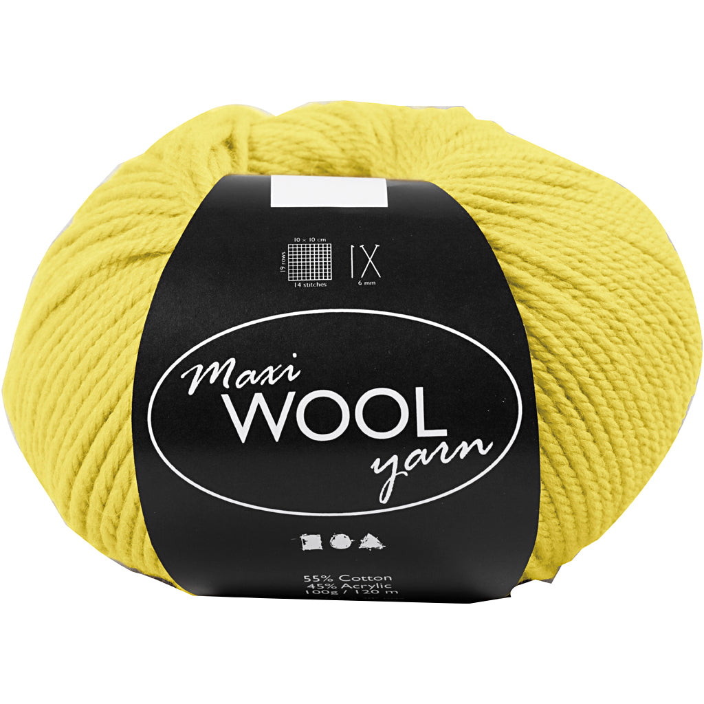 Wool Yarn, L: 125 M, yellow, 100 g/ 1 ball