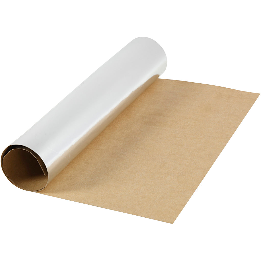 Faux Leather Paper, W: 49 cm, one coloured,foil, 350 g, silver, 1 m/ 1 roll
