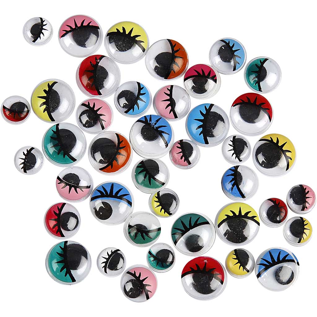 Googly Eyes, not sticky, dia. 8-12 mm, 300 asstd.
