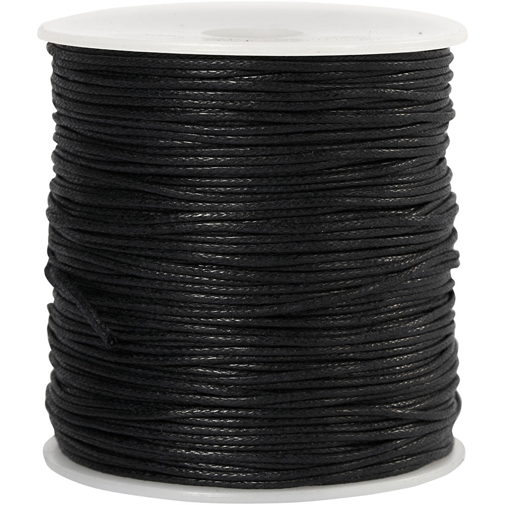 Cotton Cord, thickness 1 mm, black, 100 m