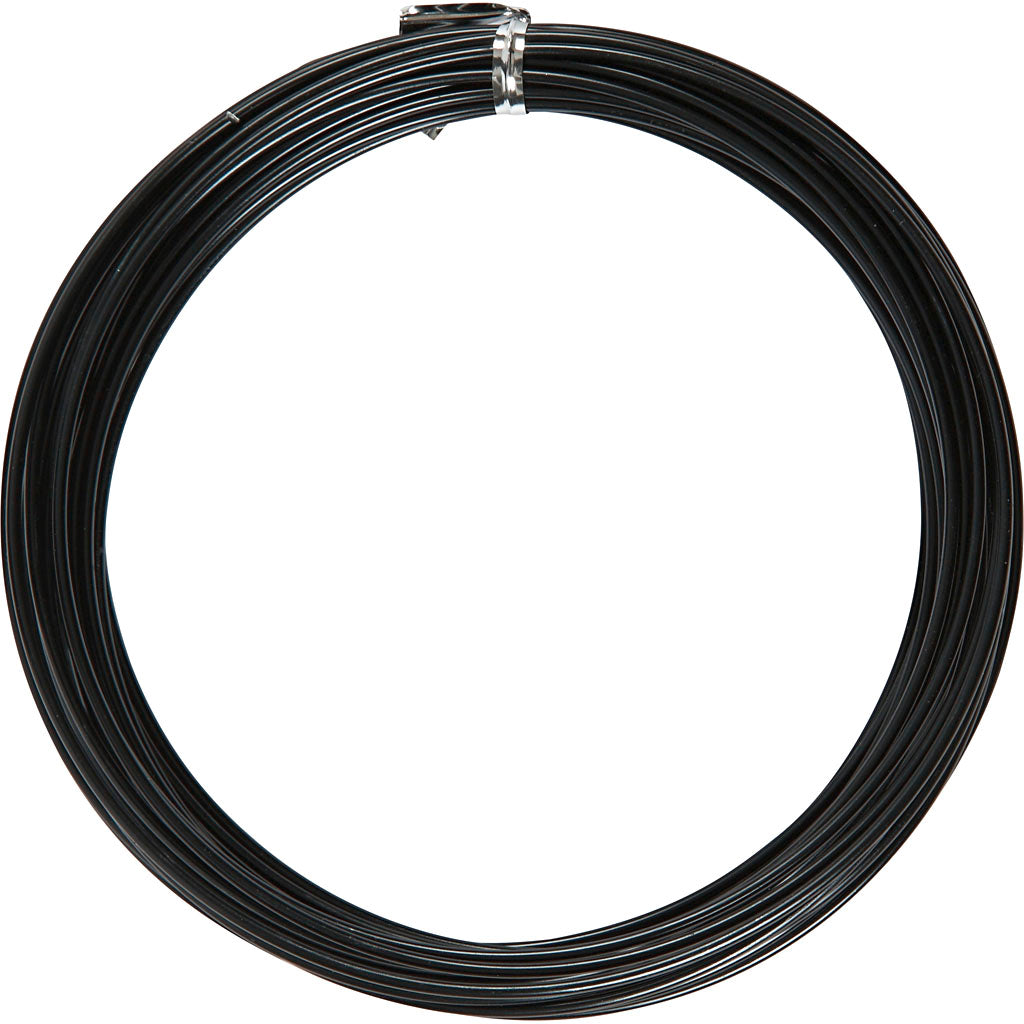 Aluminium Wire, round, thickness 2 mm, black, 10 m/ 1 roll
