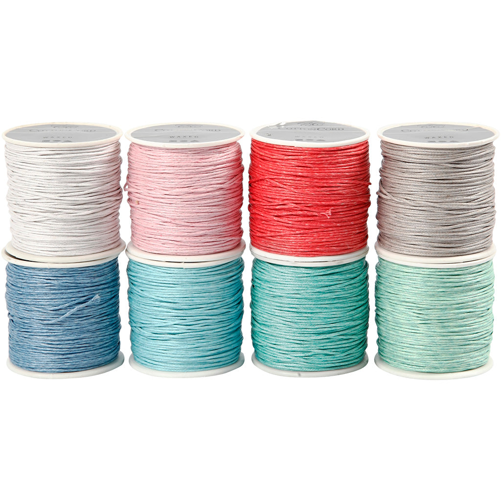 Cotton Cord, thickness 1 mm, assorted colours, 8x40 m