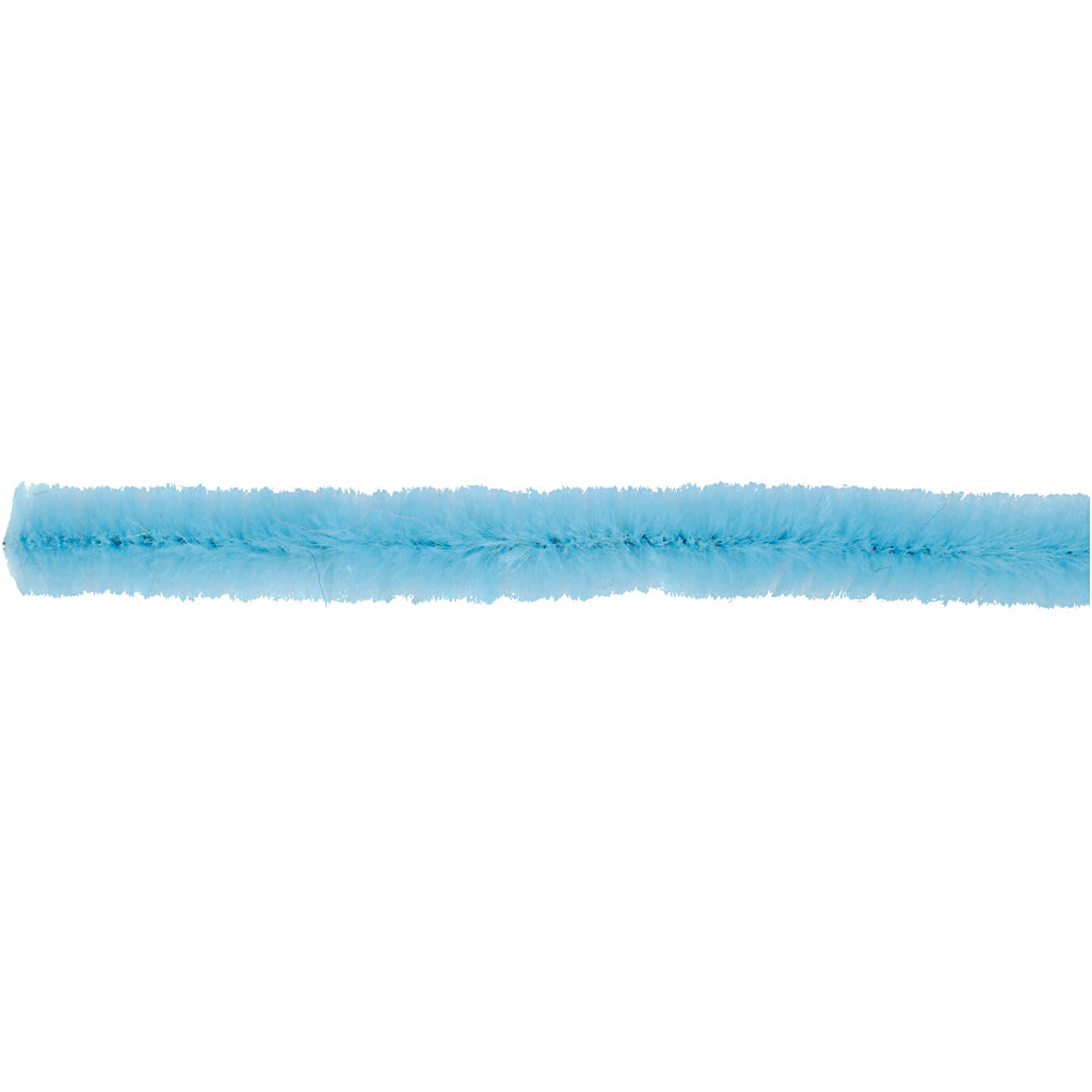 Chenille, L: 30 cm, thickness 6 mm, blue, 50 pc