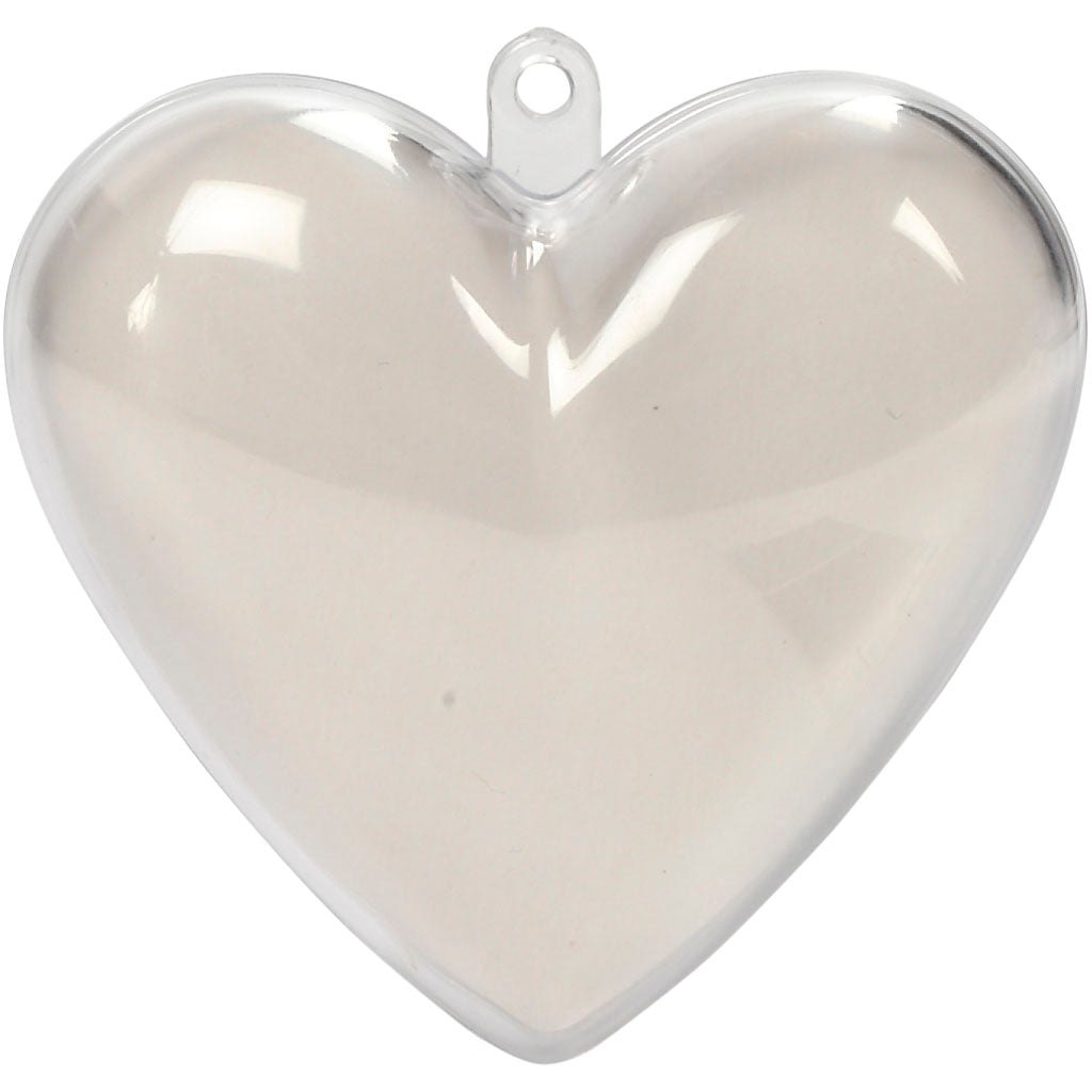 Heart-Shaped Baubles to Decorate, H: 6,5 cm, transparent, 10 pc