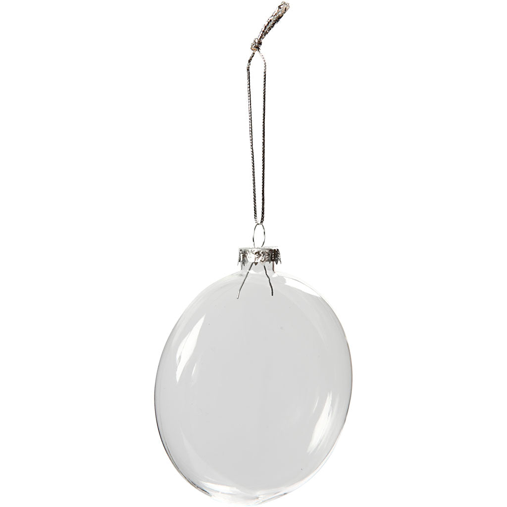 Glass Ornaments, dia. 8 cm, thickness 2,1 cm, 6 pc