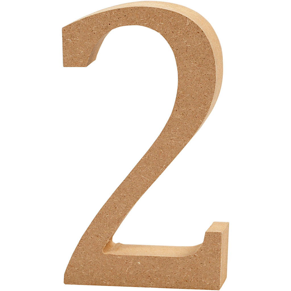 Number, 2, H: 13 cm, thickness 2 cm