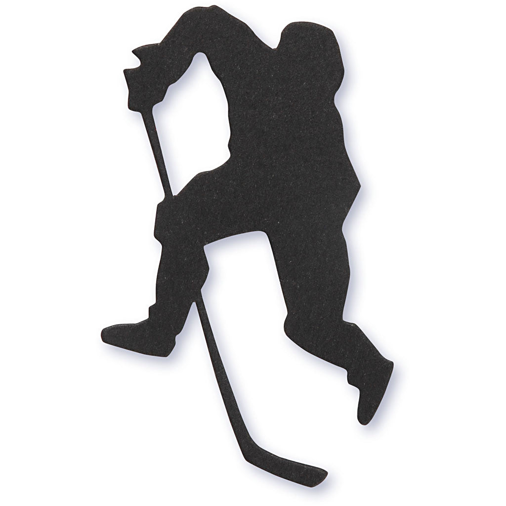Cardboard Emblem, ice hockey player, size 54x64 mm, black, 10 pc