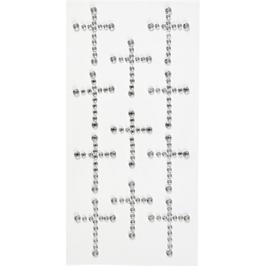Rhinestone Stickers, size 35x25 mm, silver, 11 pc