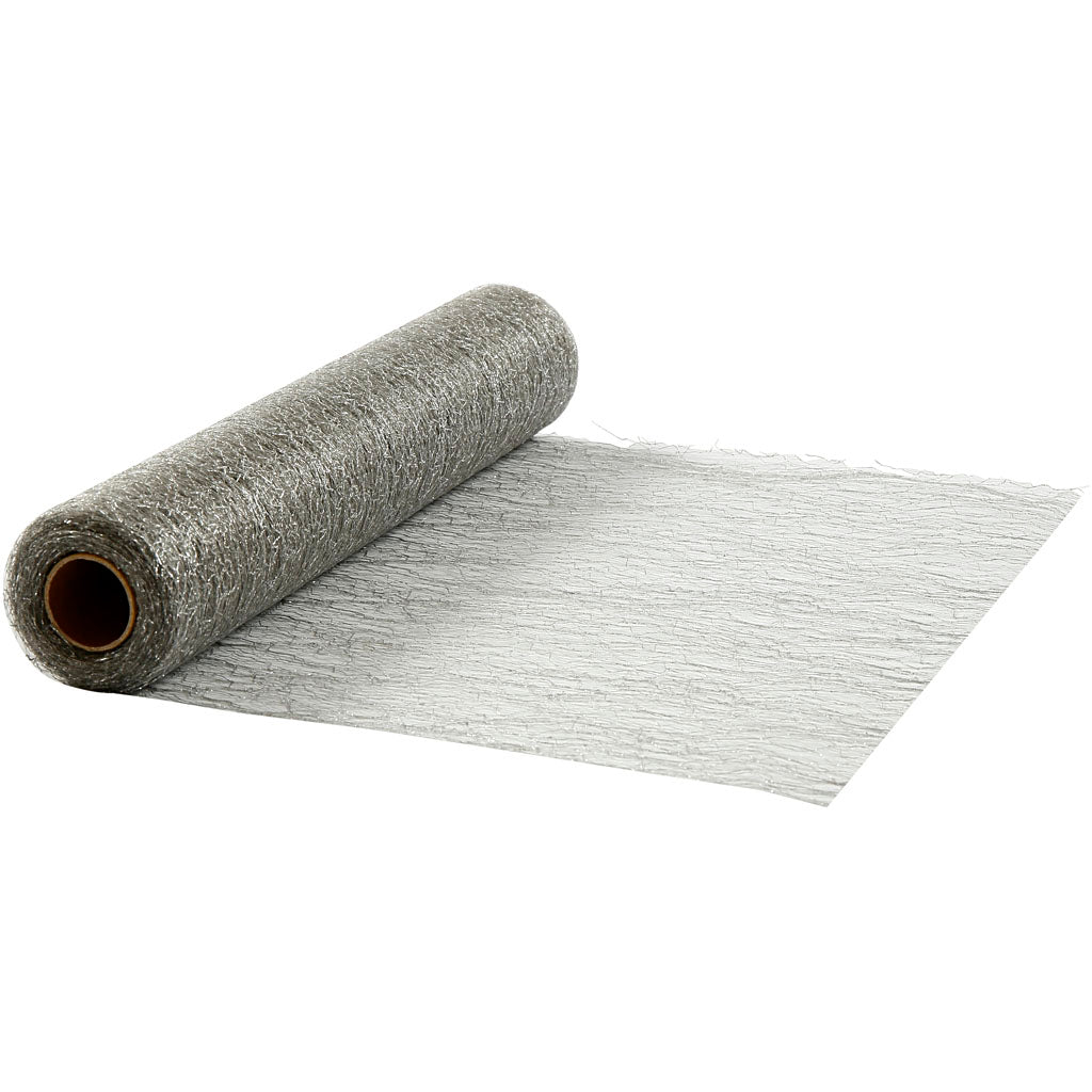 Table runner, W: 30 cm, silver, 10 m/ 1 roll