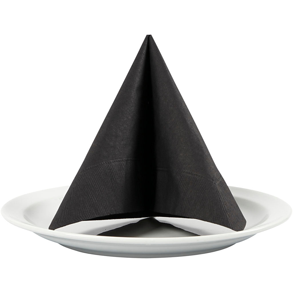 Table Napkins, size 33x33 cm, black, 20 pc