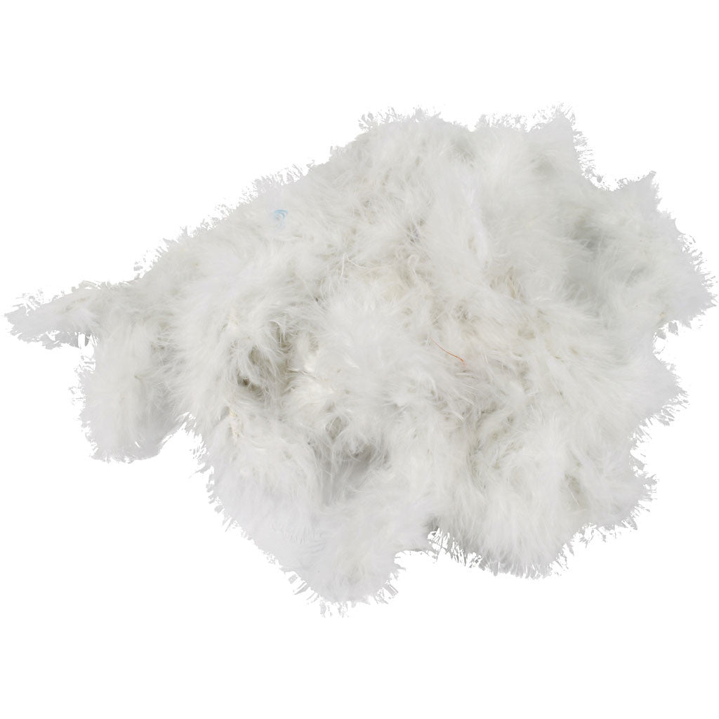 Feather Boa, white, W: 20-30 mm, 10 m
