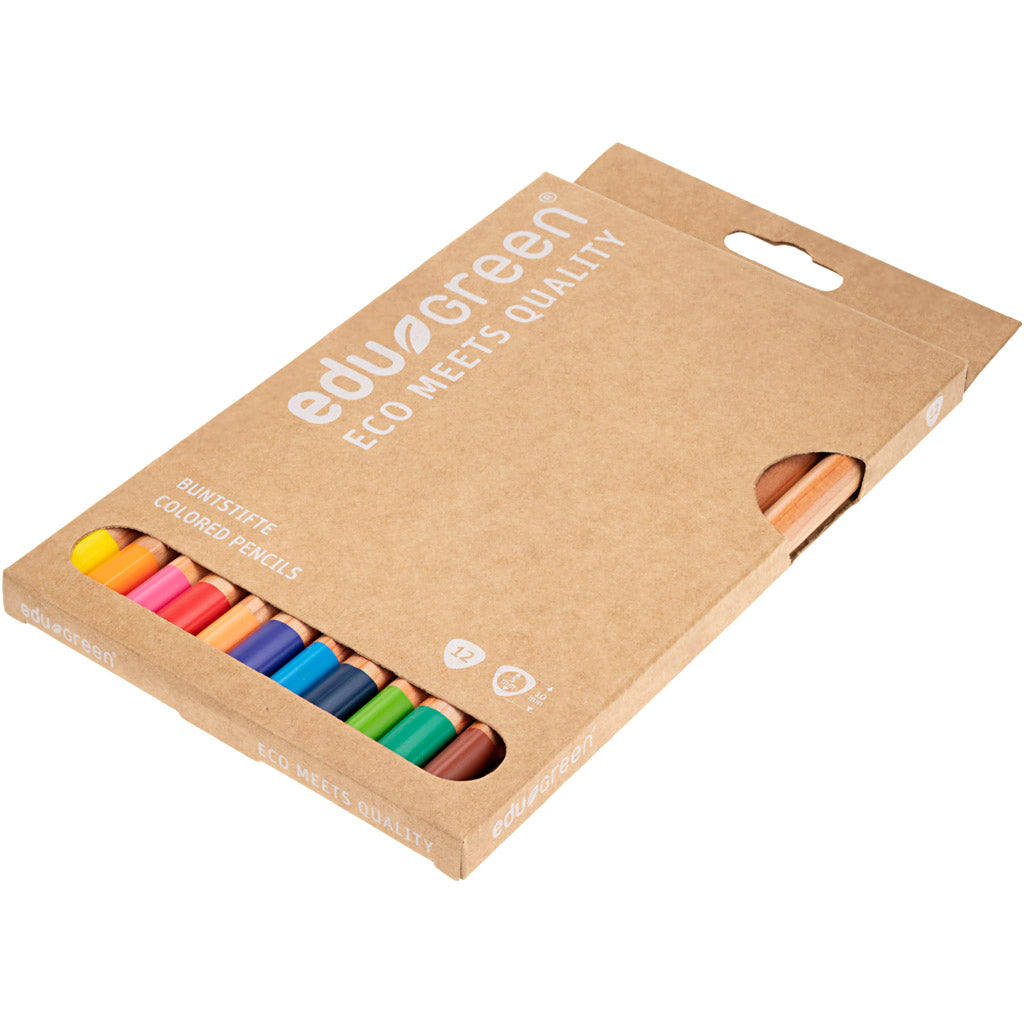 Edugreen Jumbo Coloured Pencils, thickness 10 mm, lead 5 mm, assorted colours, 12 pc