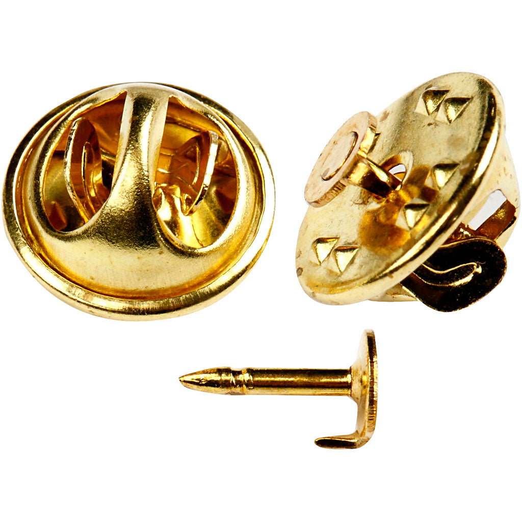 Clutch Pin Findings, dia. 11,5 mm, gold-plated, 25 pc