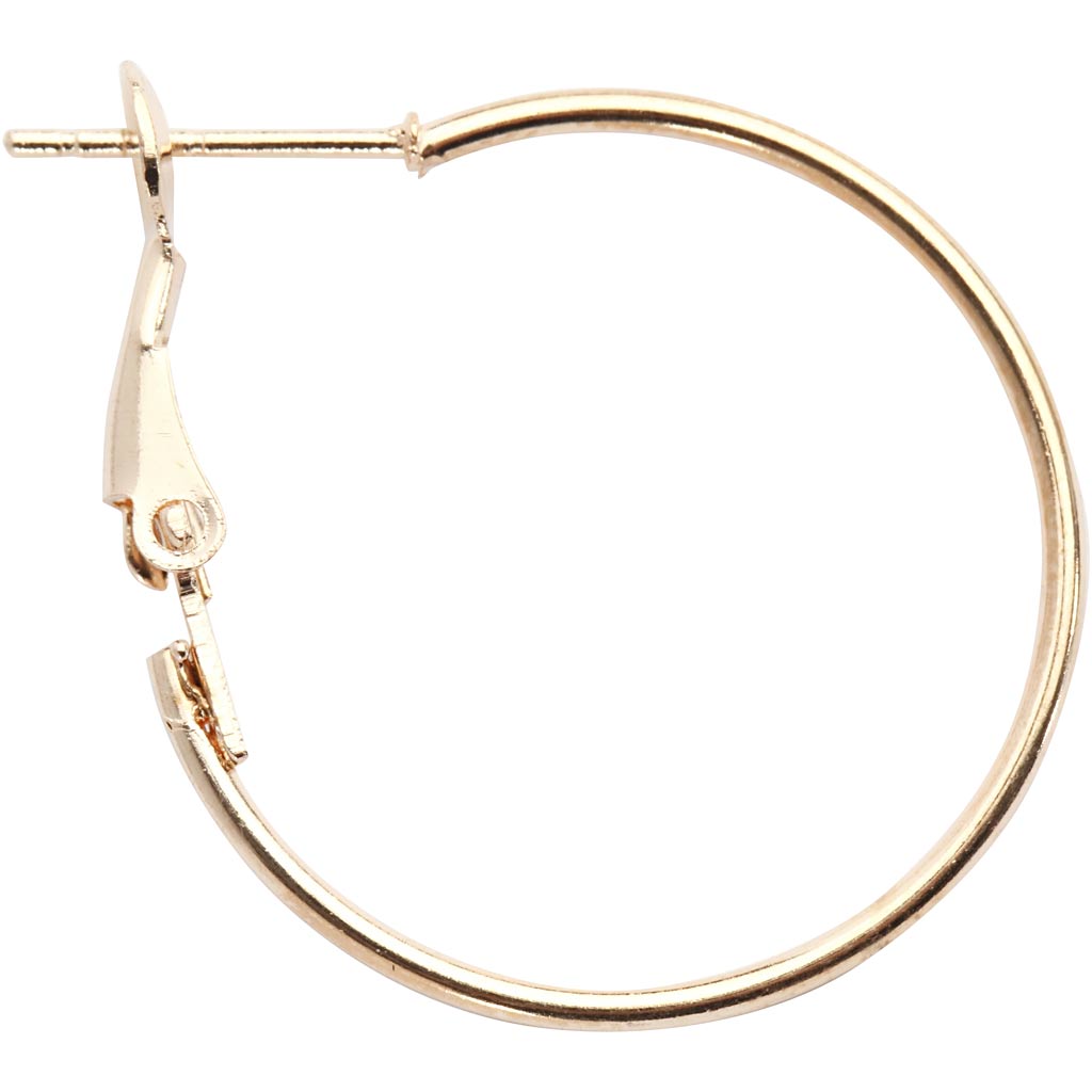 Earrings, dia. 25 mm, gold-plated, 8 pc