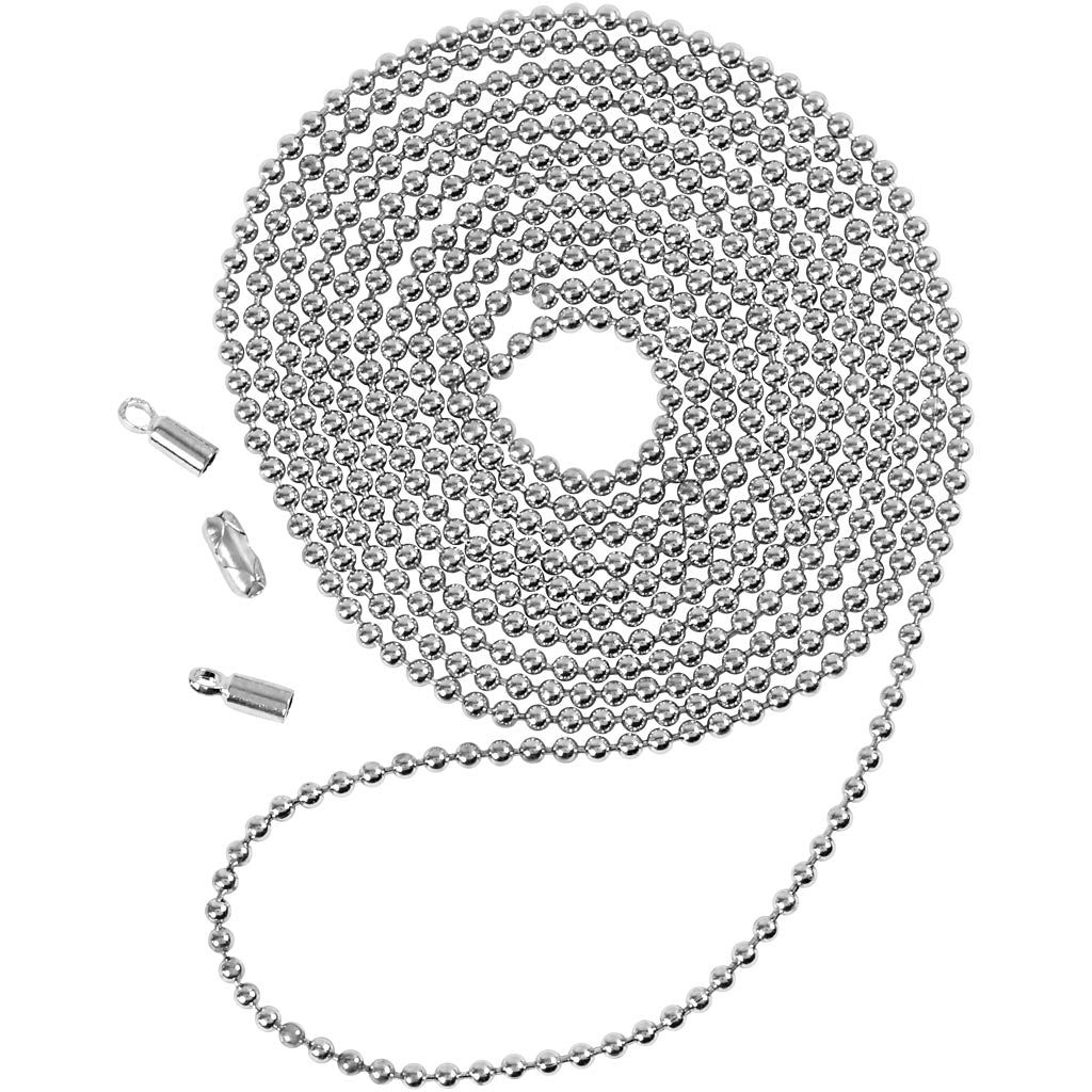 Bead Chain, dia. 1,5 mm, silver-plated, 1 m