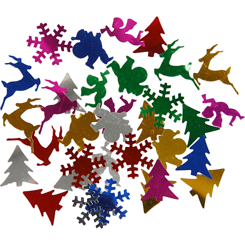 Sequins, size 15 mm, metallic colours, 250 g