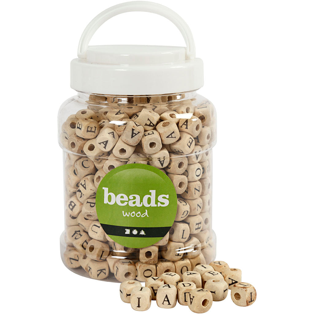 Wood Beads, size 9x9x9 mm, hole size 3 mm, ca. 400 pc, 185 g, 400 ml/ 1 bucket