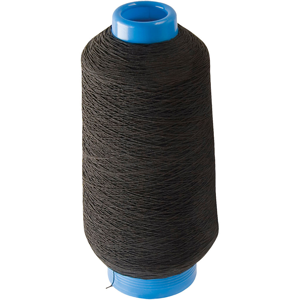 Thin, round elastic thread, black, 1500 m/ 1 roll