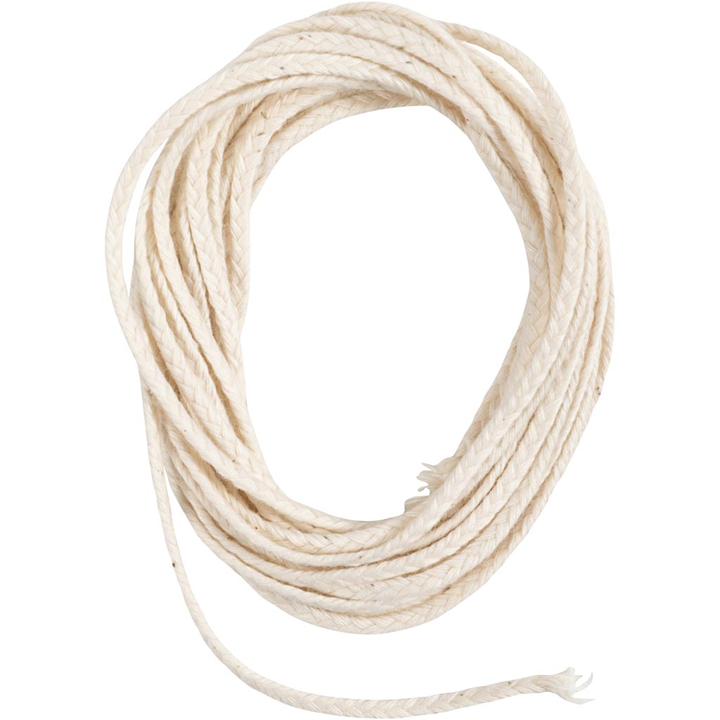 Wick, Suitable for dipped candles (dia. 30 mm) and moulded candles (dia. 80–100 mm) , W: 2 mm, 100 g, 3 m