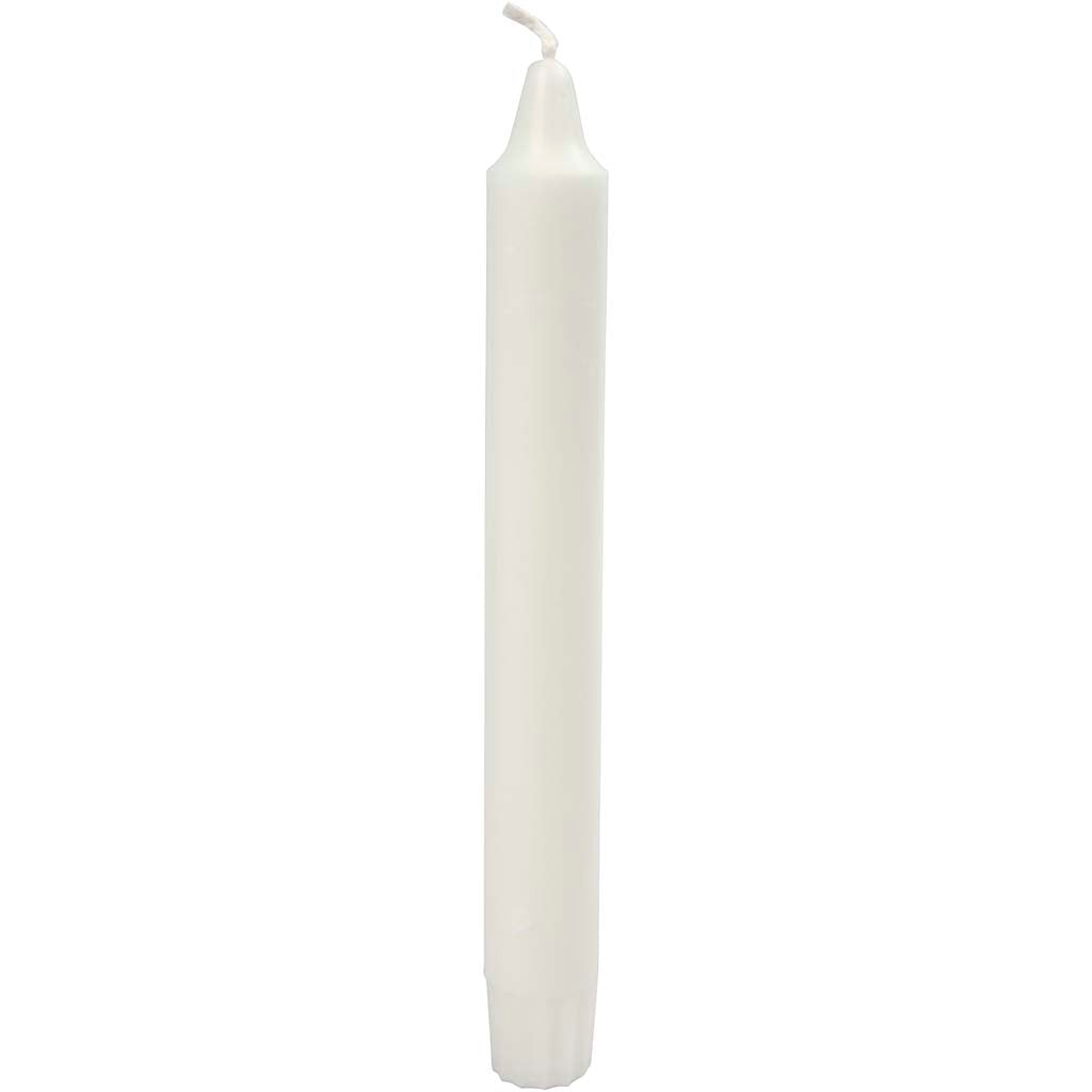 Taper Candles, H: 20 cm, dia. 23 mm, white, 30 pc