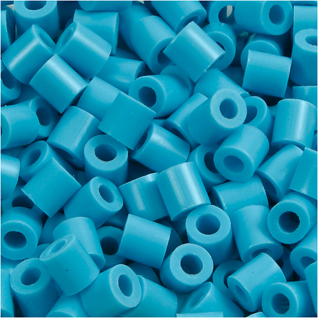 Fuse Beads, size 5x5 mm, hole size 2,5 mm, medium, turquoise (32256), 1100 pc
