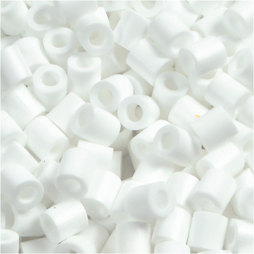 Fuse Beads, size 5x5 mm, hole size 2,5 mm, medium, white (32221), 1100 pc