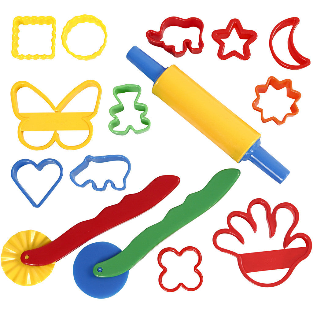 Cutters and tools, size 3.5x3.5-7x9 cm, asstd colours, 15pcs