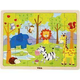 VIGA Wooden Jigsaw Puzzles, Safari animals, size 30x22,5 cm, 24 puzzle pieces