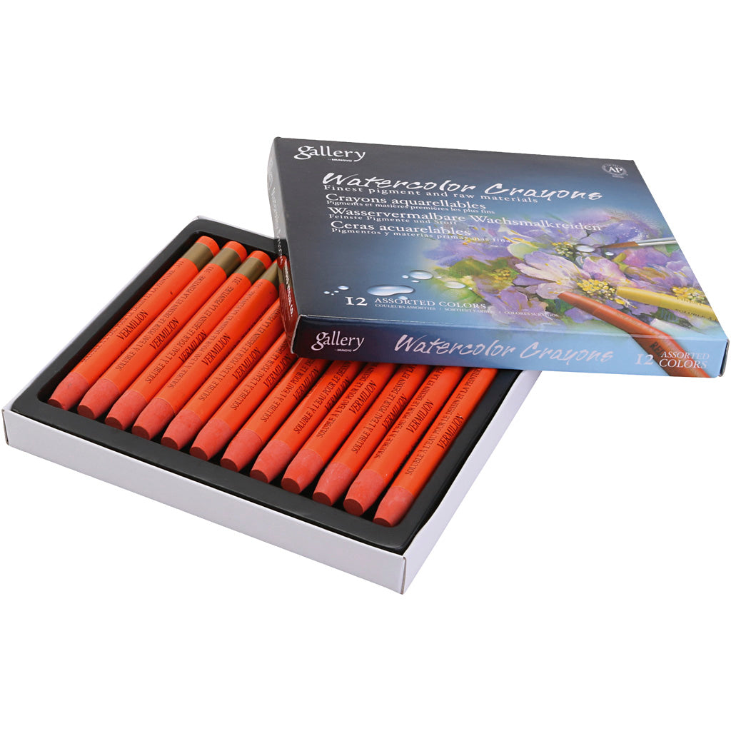 Watercolor Crayons, vermilion red (333), 12 pc