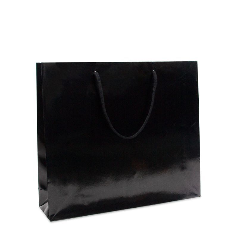 Glossy Carrier Bags 40+10x35cm Black