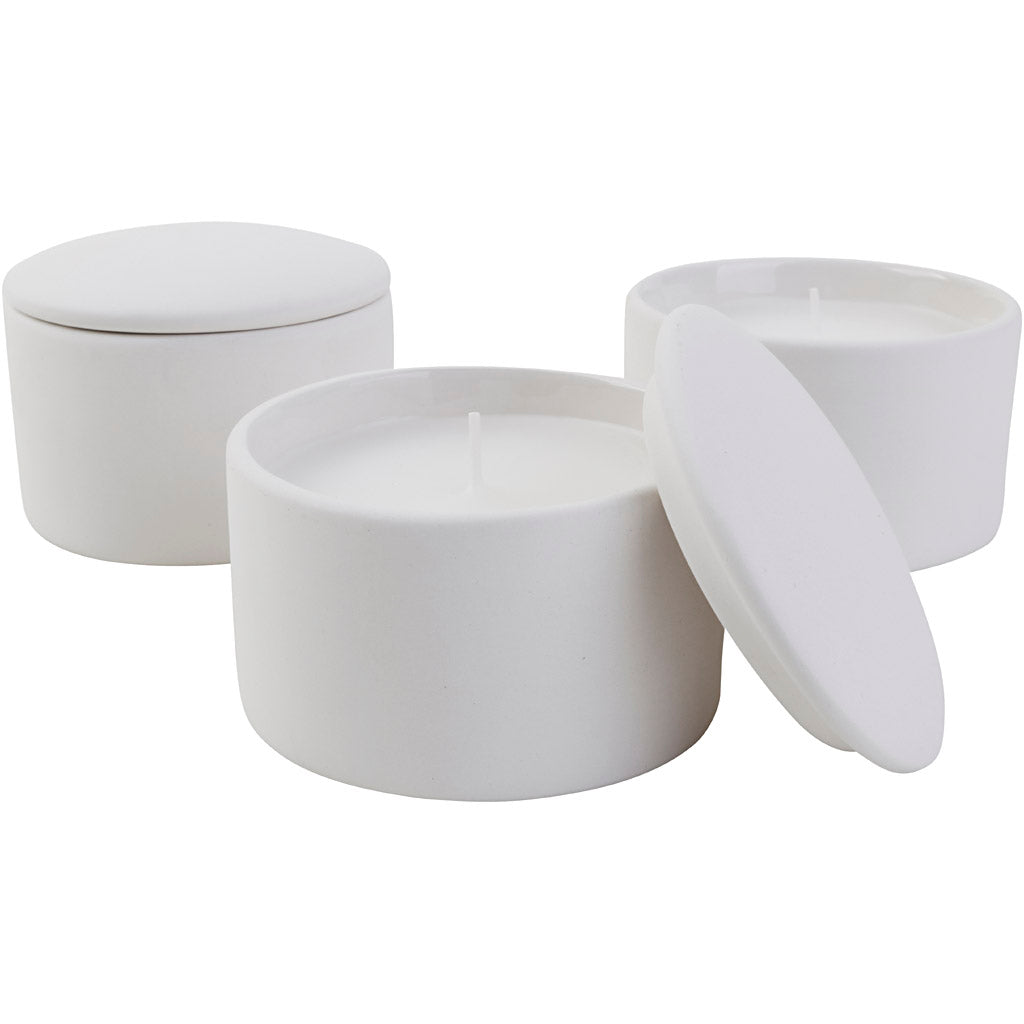 Glass candle jar incl. candle, size 9x9x6,7 cm, 12pc