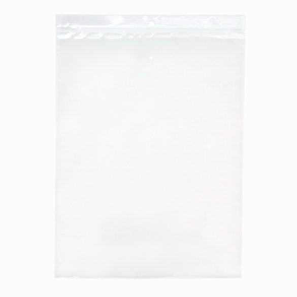 Grip Seal Bags with Hang and Vent-hole 23x30.5cm Crystal Clear PP 50 micron, showing the bag while being empty
