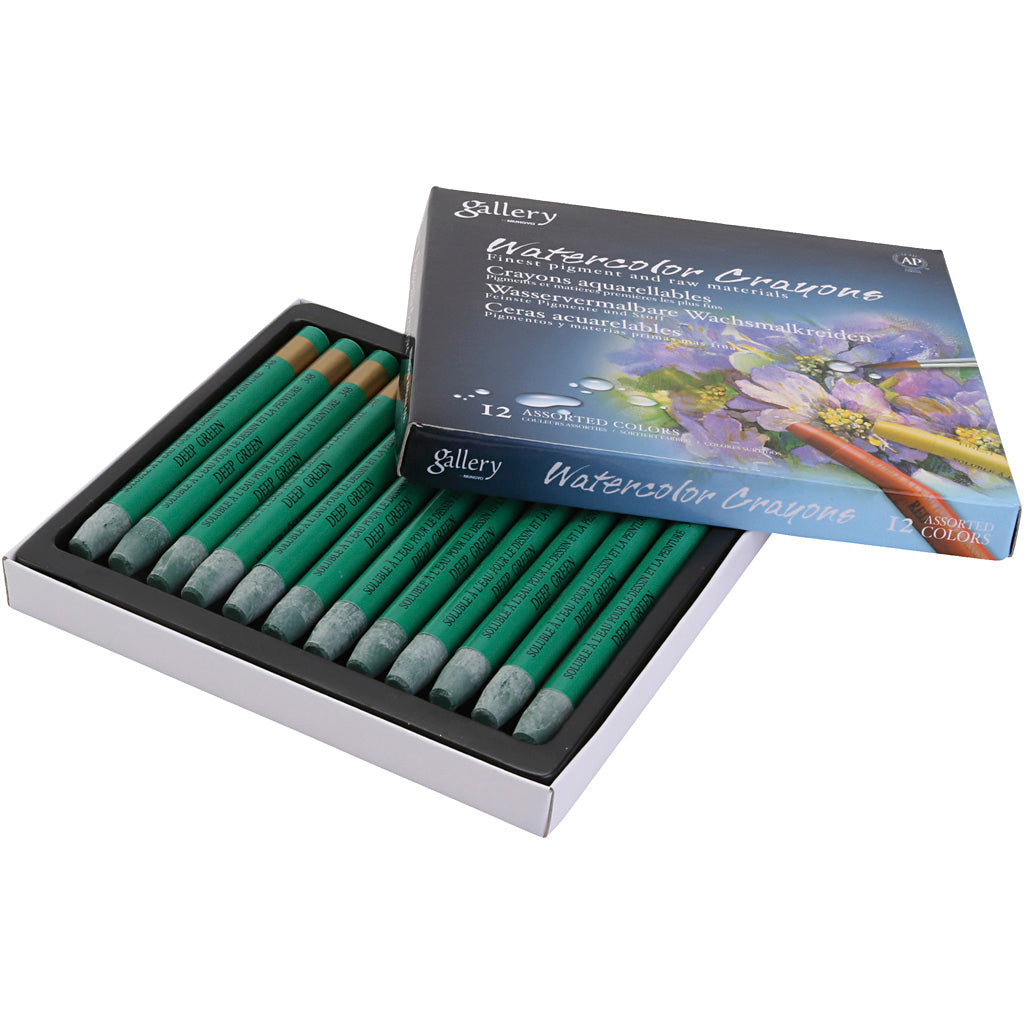Watercolor Crayons, deep green (348), 12 pc